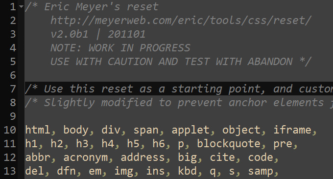 Eric Meyer's CSS Reset