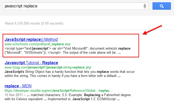 Search result for javascript replace