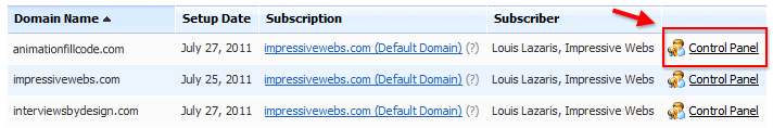 Open the domain control panel