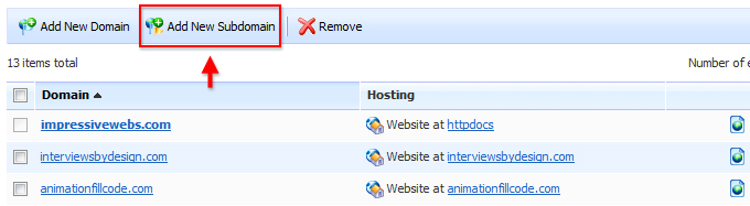Add a new subdomain