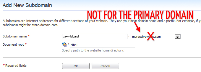 Not for the primary domain
