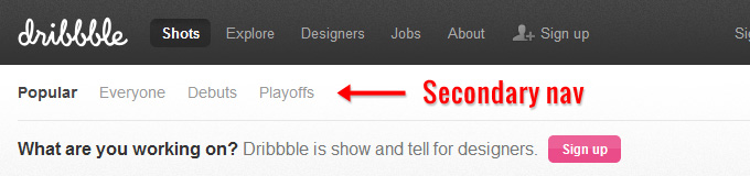 Dribbble's navigation Dribbble's navigation